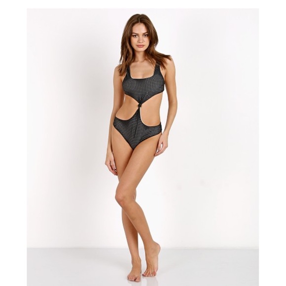 Acacia Swimwear Columbia Black Mesh Cut Out One Piece Monokini Sexy Swimsuit - Picture 1 of 10